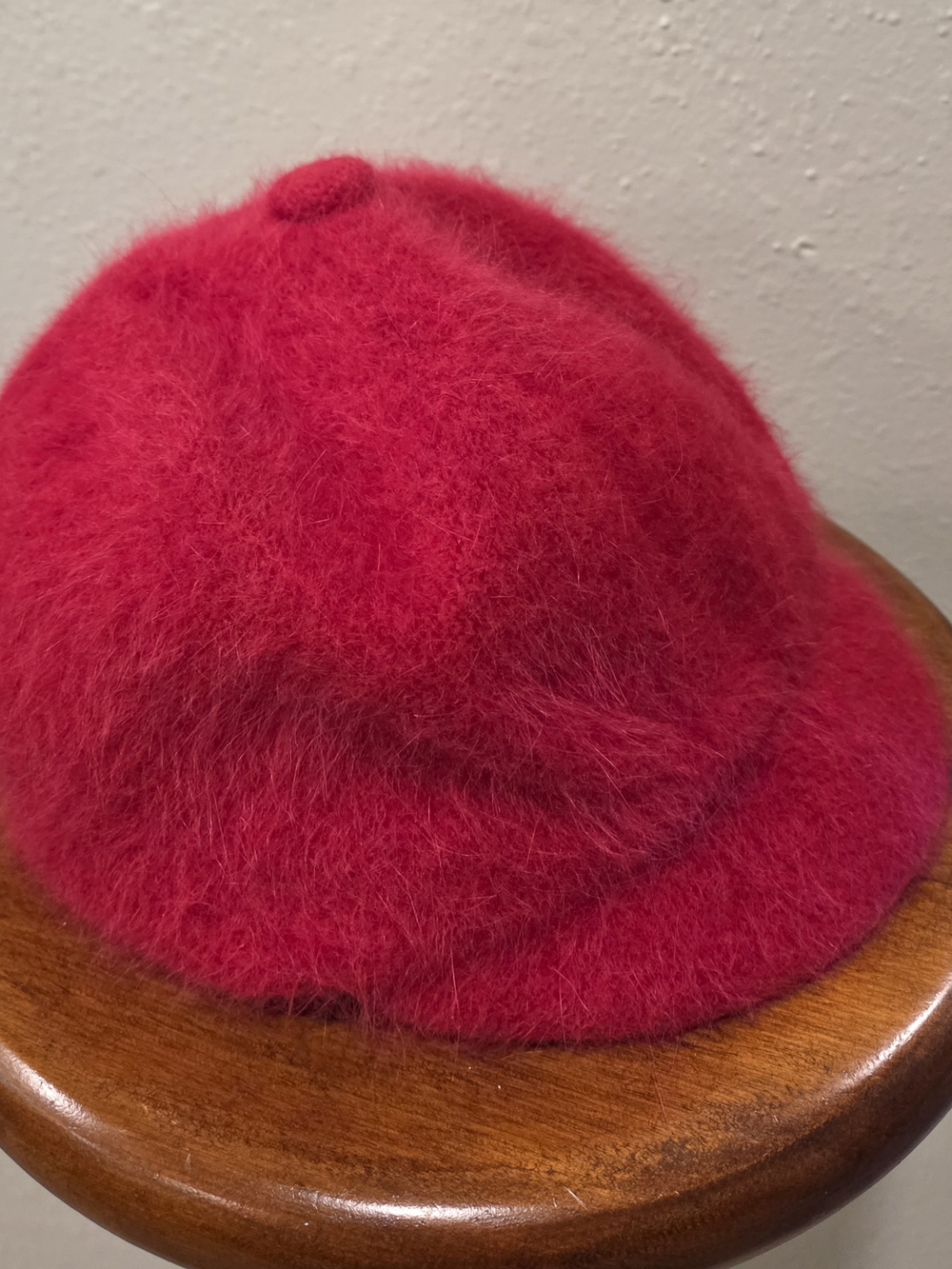 Women's Fuzzy Red Angora Cap